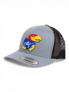 Kansas Jayhawks 3D YP Snapback Trucker Hat- Heather Grey/ Black
